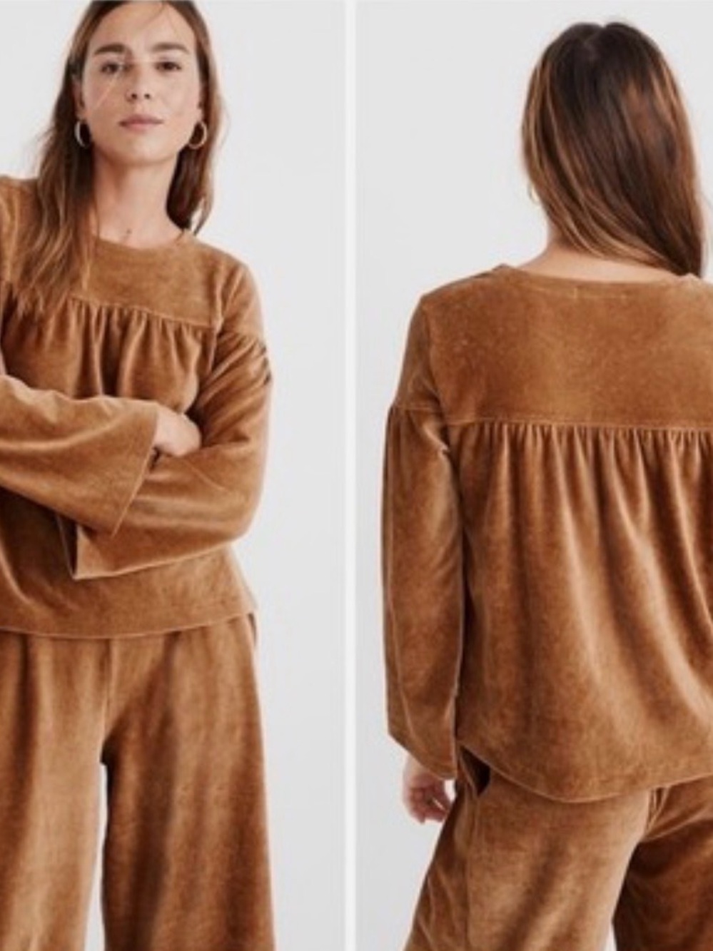 Madewell Texture & Thread women’s velvet corduroy bell Sleeve Top size large